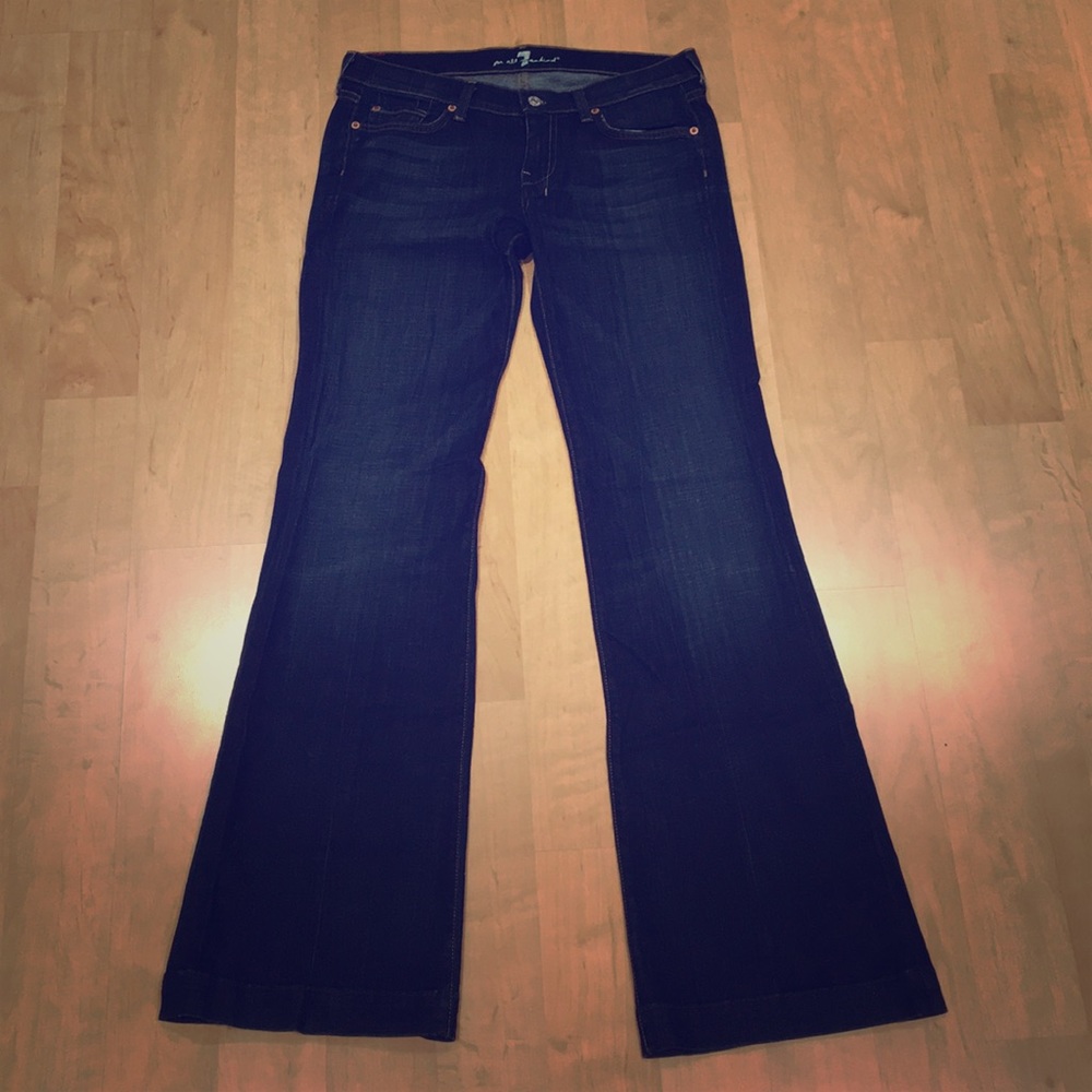 7 for all mankind flare bottom dark jeans
